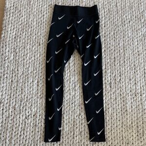 Nike Black and White Swoosh Leggings